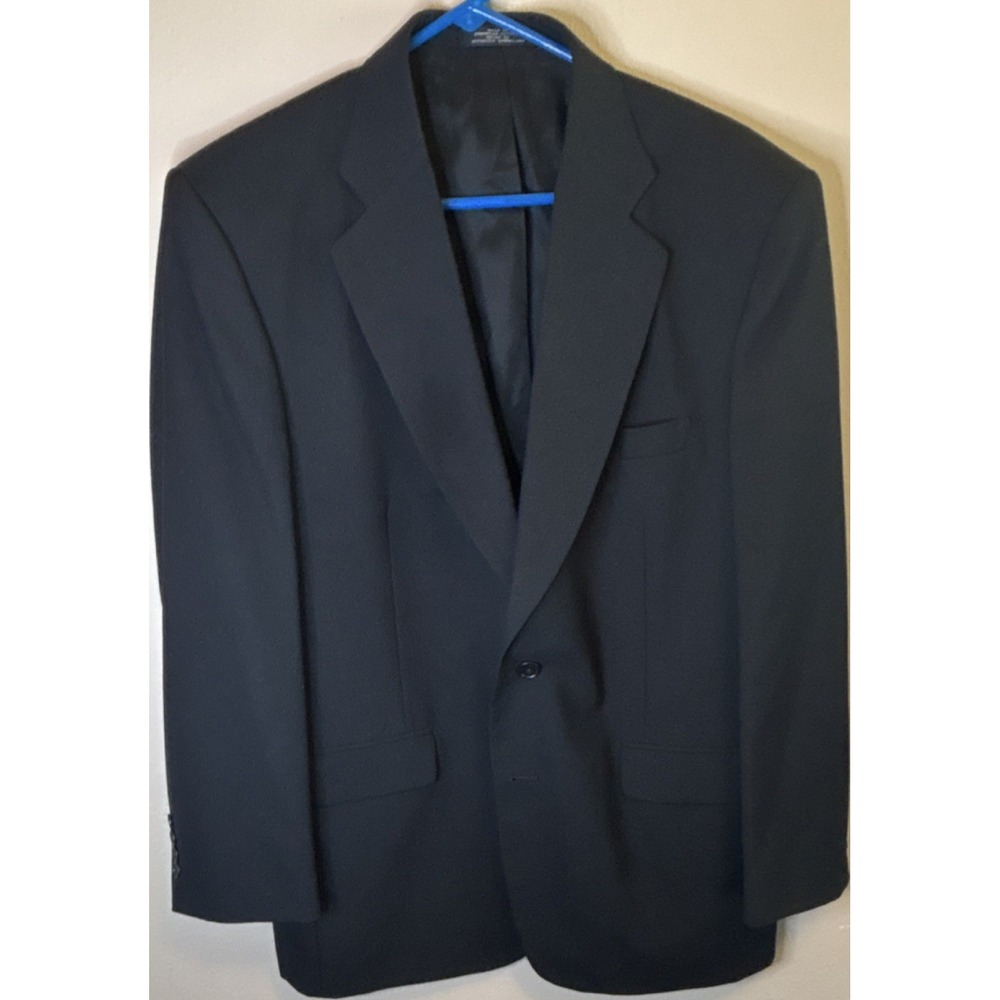 Towncraft Black Polyester Wool Notch Lapel Single-Vented Men's Blazer